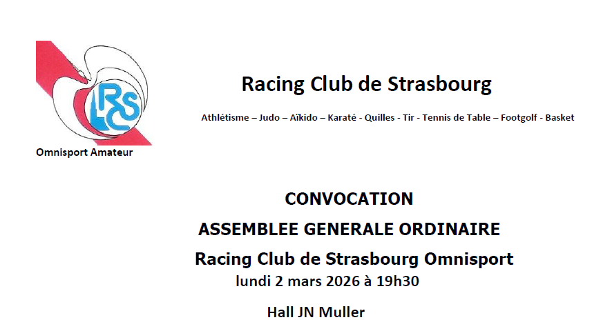 Assemblée générale de l&rsquo;Omnisport le lundi 2 Mars à JN MULLER